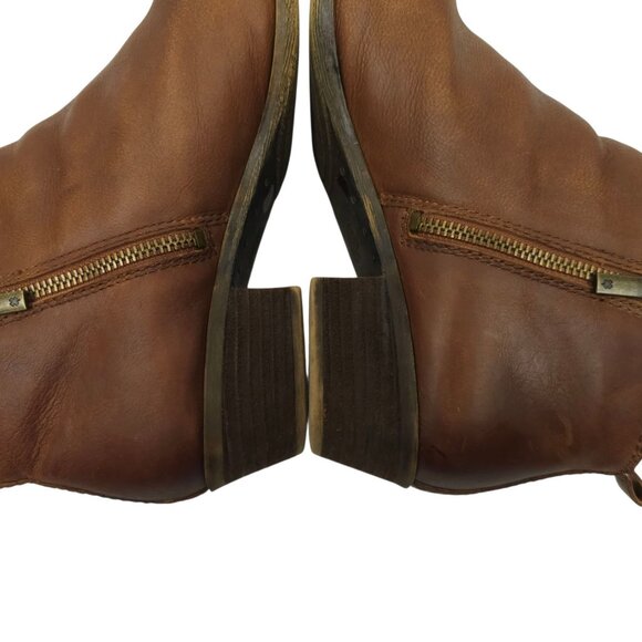 Lucky Brand Basel Ankle Boots Womens 10M Side Zip Toffee Leather Stacked Heel - Picture 14 of 16